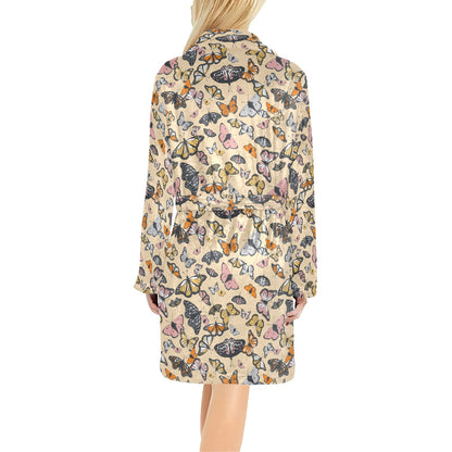 Butterfly Pattern Print Design 04 Women's Fleece Robe