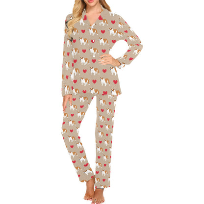 Bulldogs Pattern Print Design 02 Women's Long Pajama Set