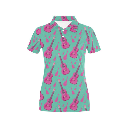 Acoustic Guitar Print Design LKS405 Women's Polo Shirt