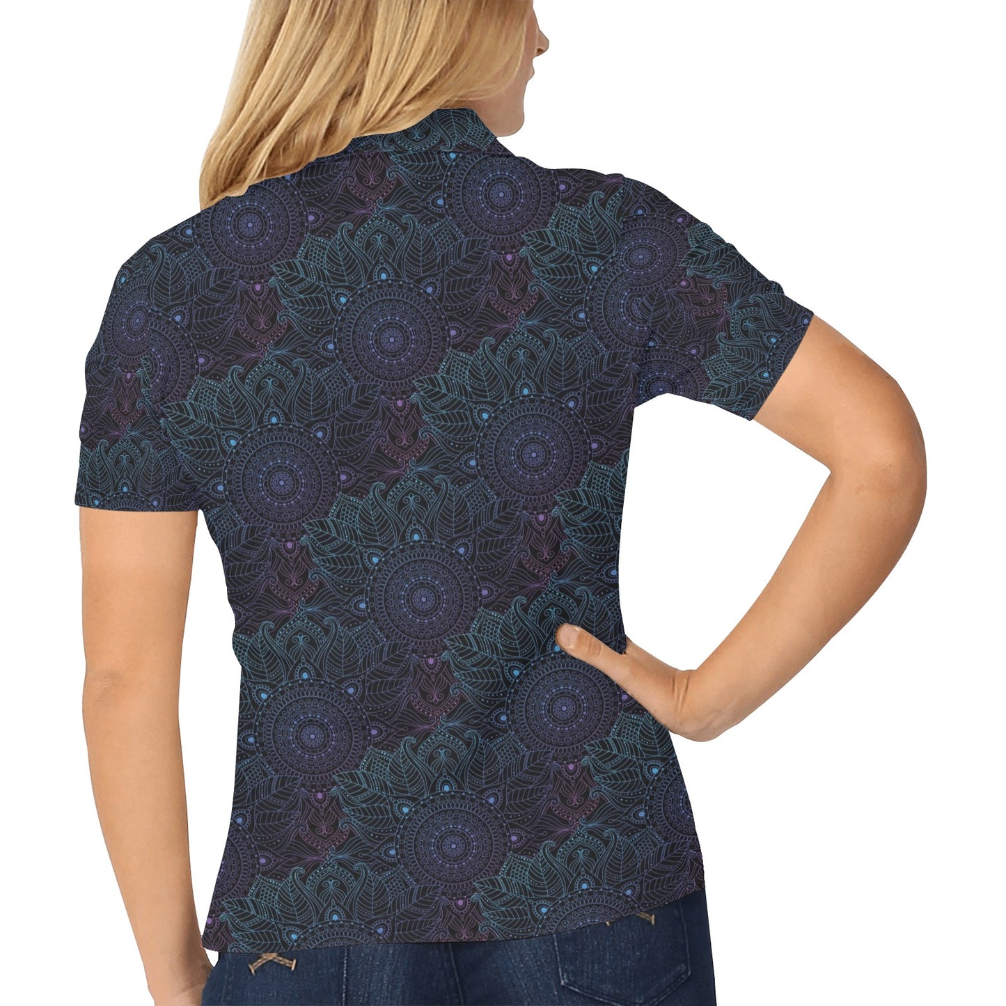 Boho Floral Mandala Women's Polo Shirt