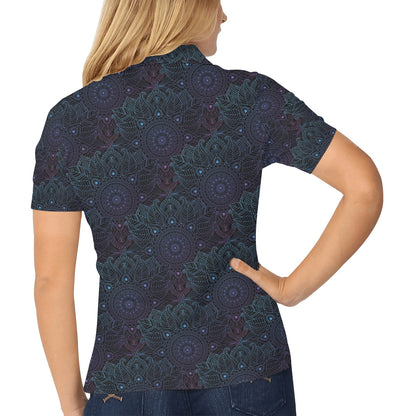 Boho Floral Mandala Women's Polo Shirt