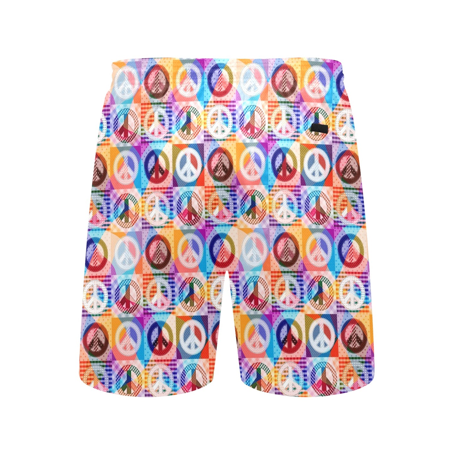Peace Sign Patchwork Design Print Men's Swim Trunks Beach Shorts