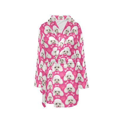 Poodle Pattern Print Design A04 Women's Fleece Robe