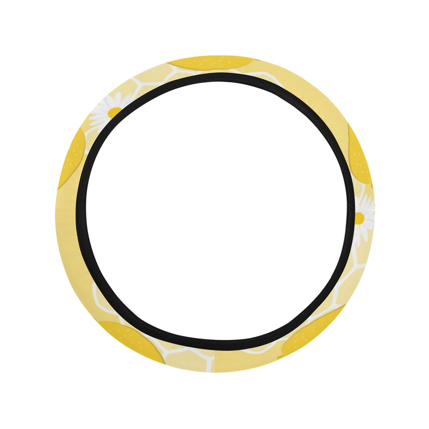Honey Bee Honeycomb Print Design LKS3010 Steering Wheel Cover with Elastic Edge