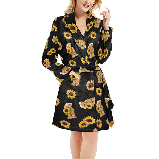 Sunflower Pattern Print Design SF016 Women's Fleece Robe
