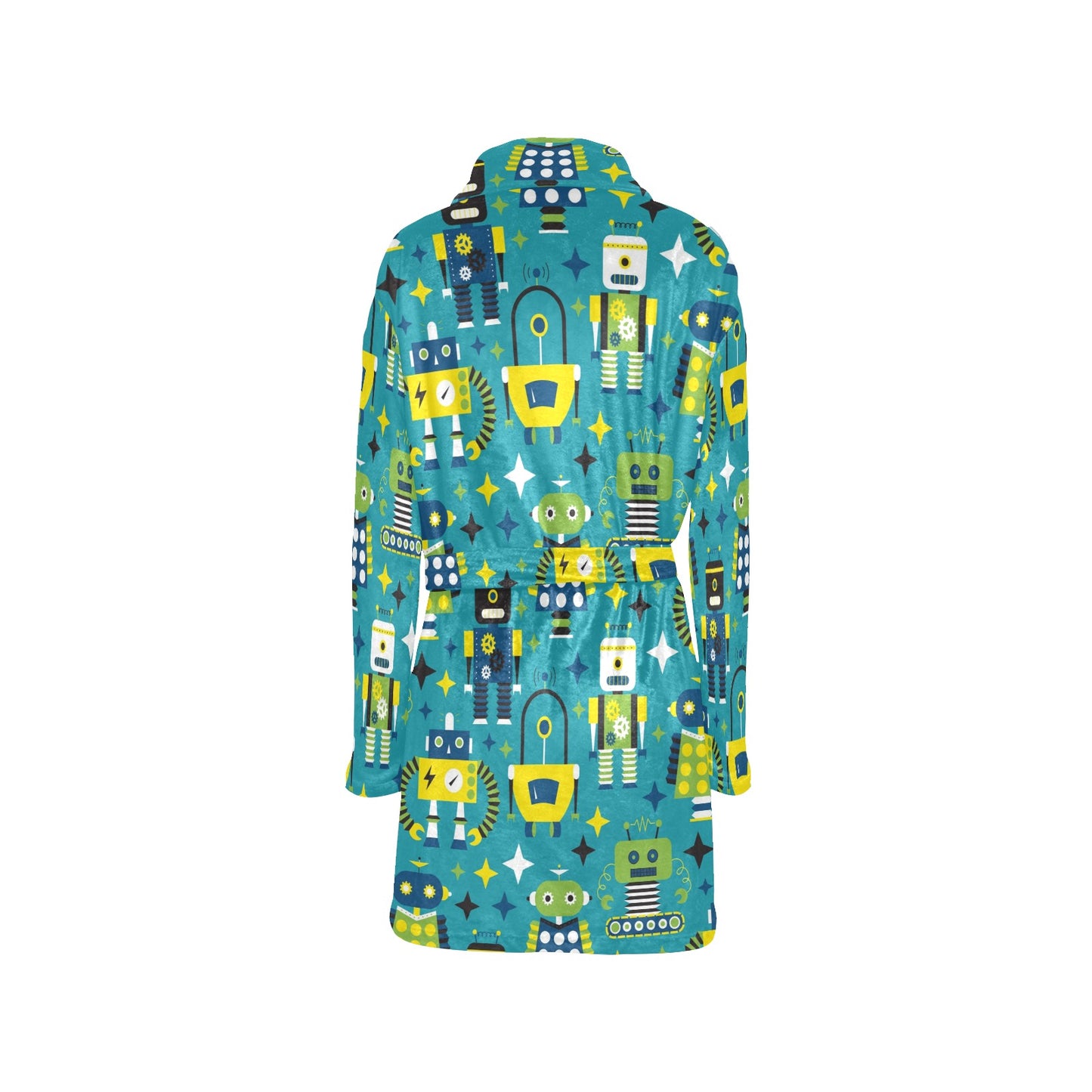 Robot Pattern Print Design A02 Women's Fleece Robe