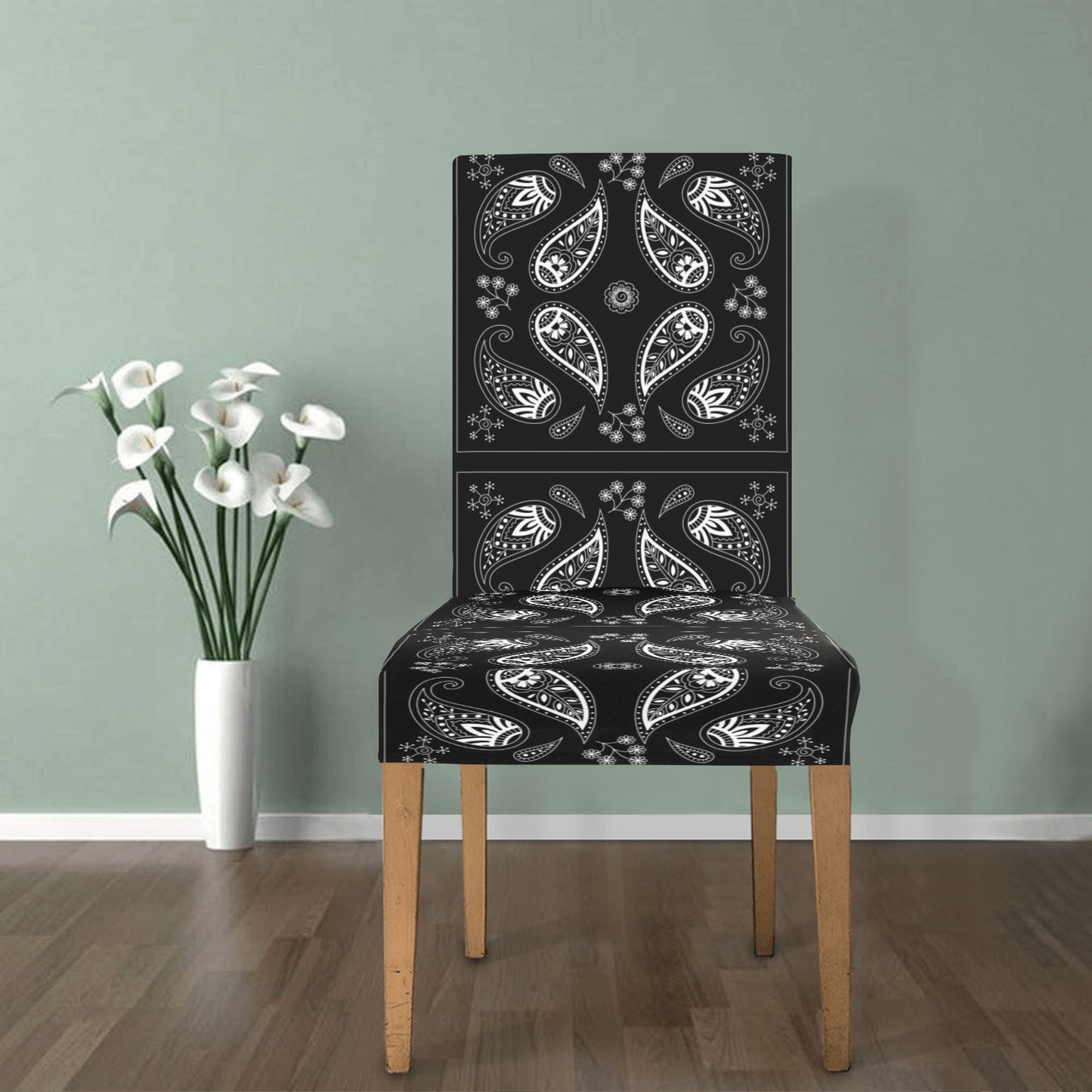 Bandana Paisley Black Print Design LKS308 Dining Chair Slipcover