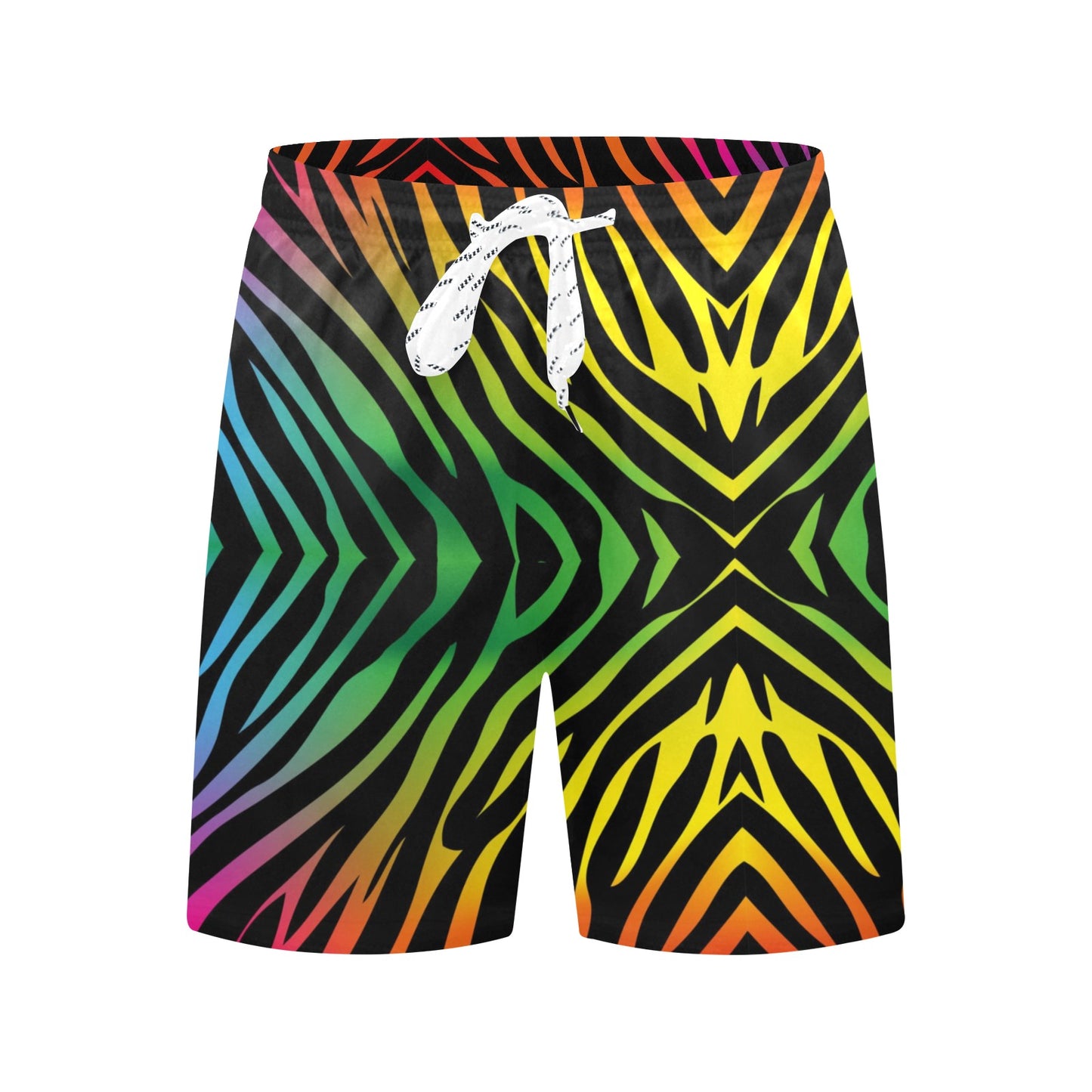 Rainbow Zebra Themed Print Men's Swim Trunks Beach Shorts