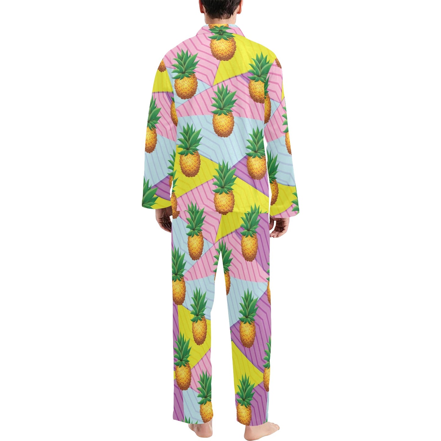 Pineapple Pattern Print Design PP05 Men's Long Pajama Set