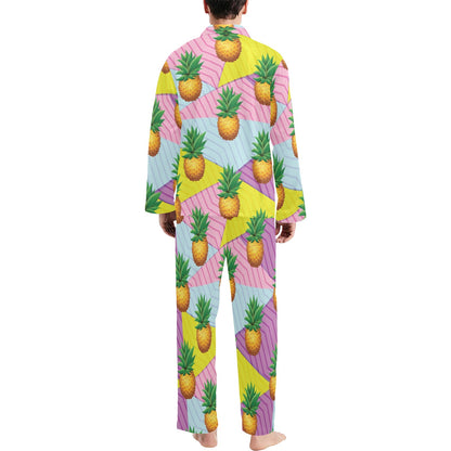 Pineapple Pattern Print Design PP05 Men's Long Pajama Set