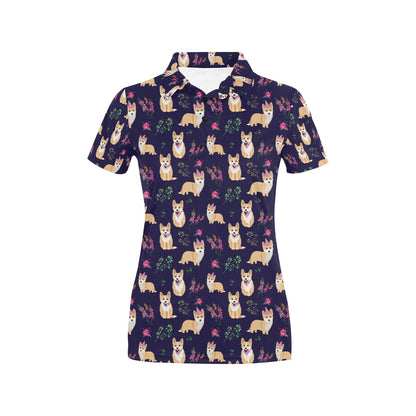 Pembroke Welsh Corgis Pattern Print Design A06 Women's Polo Shirt