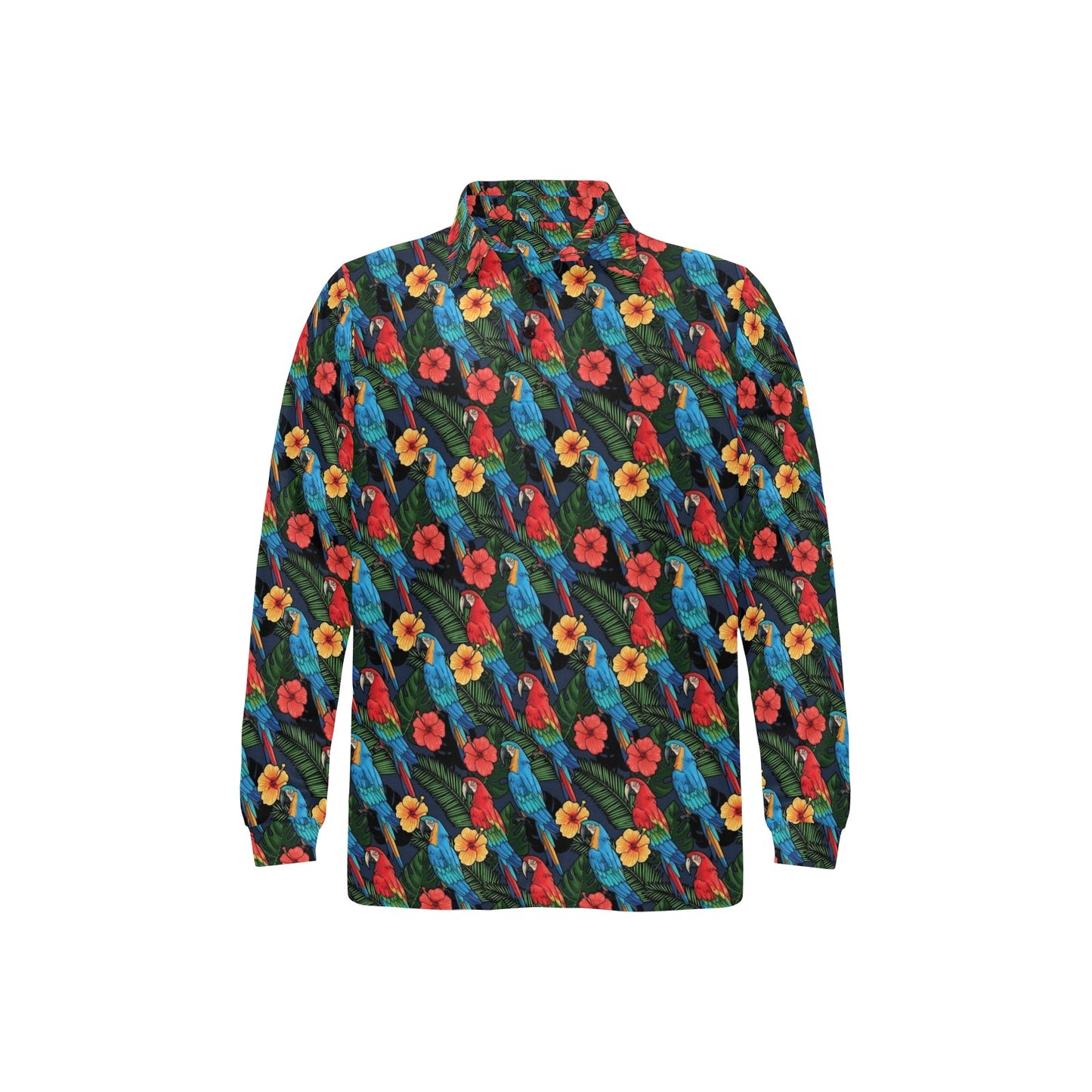 Parrot Pattern Print Design A01 Long Sleeve Polo Shirt For Men's