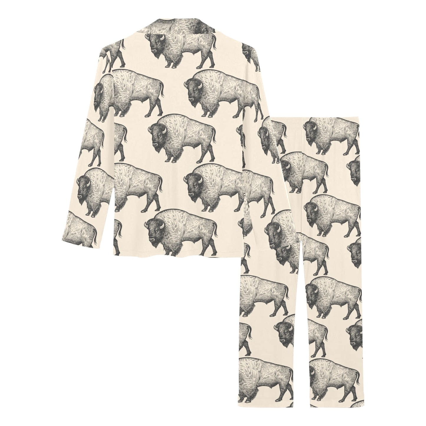 Bison Pattern Print Design 02 Women's Long Pajama Set