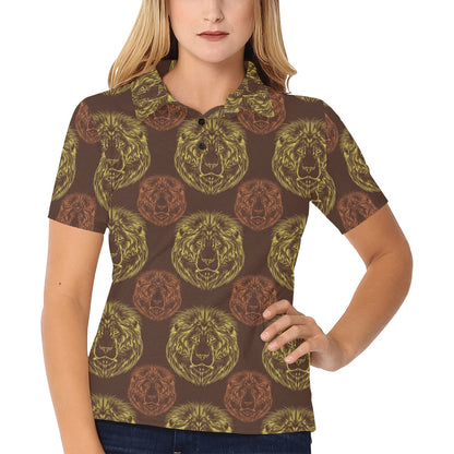 Lion Pattern Print Design 04 Women's Polo Shirt