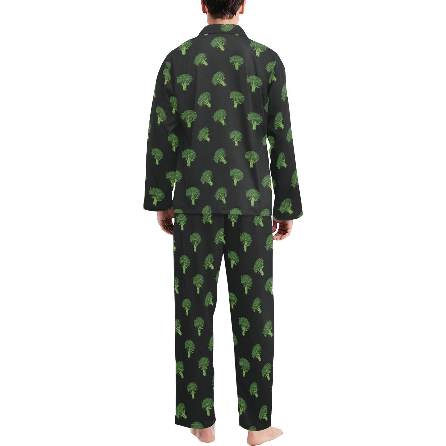Broccoli Pattern Print Design 04 Men's Long Pajama Set