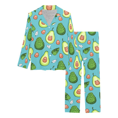 Avocado Pattern Print Design AC05 Women's Long Pajama Set