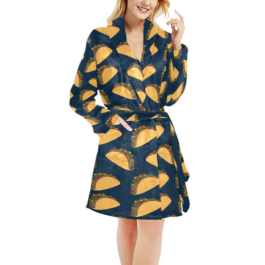 Taco Pattern Print Design TC04 Women's Fleece Robe