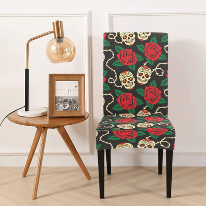Sugar Skull Red Rose Print Design LKS301 Dining Chair Slipcover