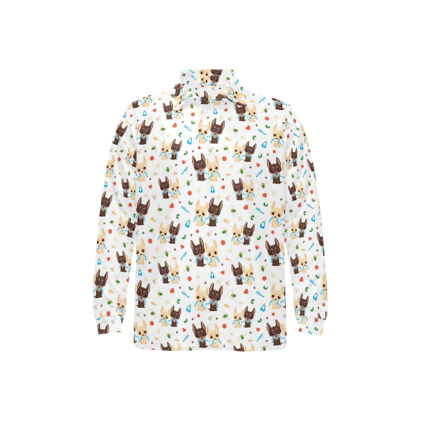 Chihuahua Pattern Print Design 06 Long Sleeve Polo Shirt For Men's