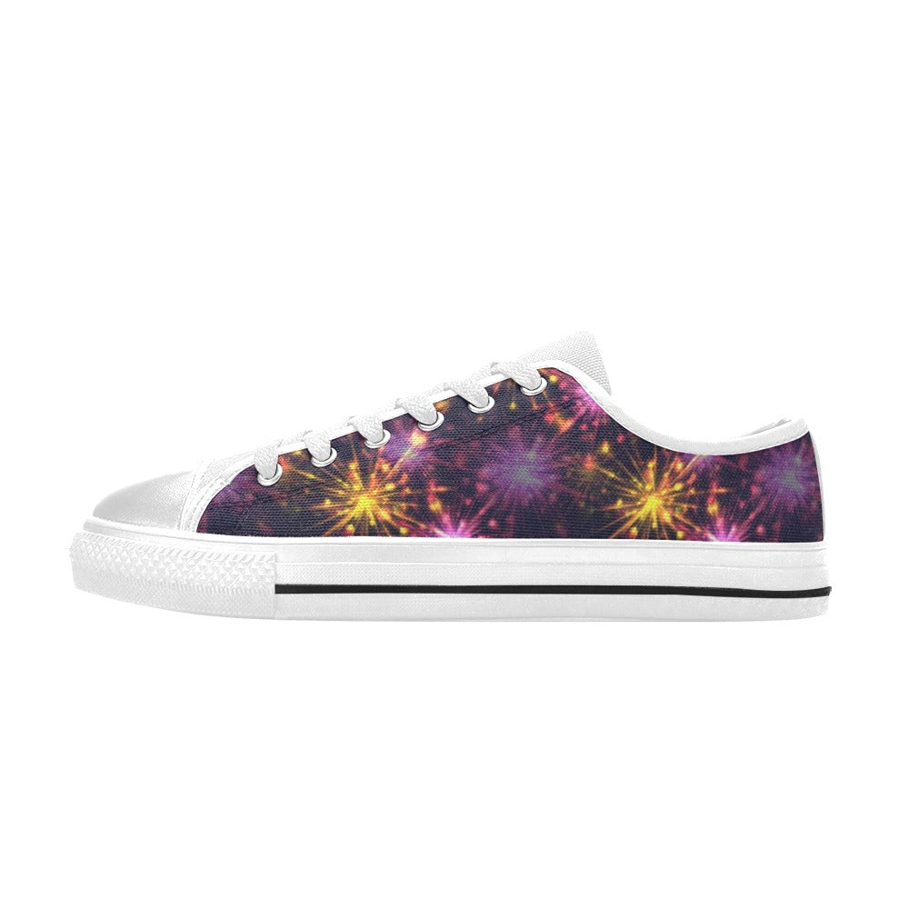 Firework Print Design LKS303 Women's White Low Top Shoes