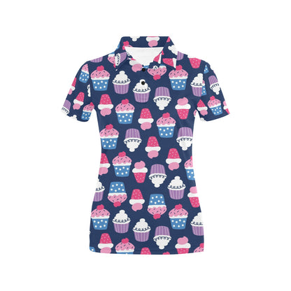 Cupcake Pattern Print Design CP04 Women's Polo Shirt