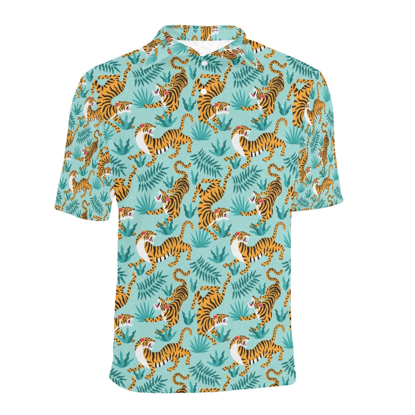 Tiger Print Design LKS304 Men Polo Shirt