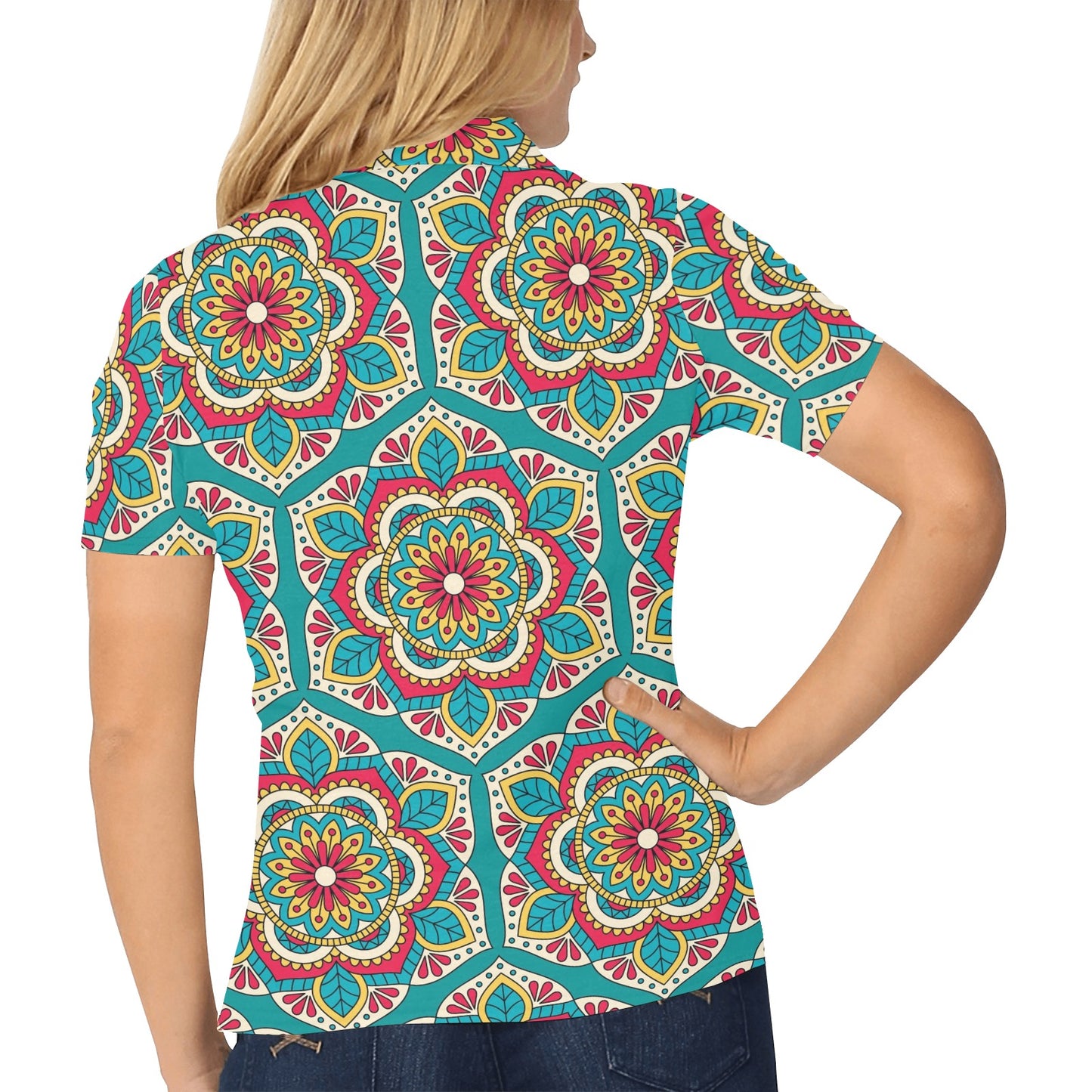 Mandala Pattern Print Design 03 Women's Polo Shirt