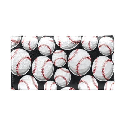 Baseball Black Background Women's Trifold Wallet