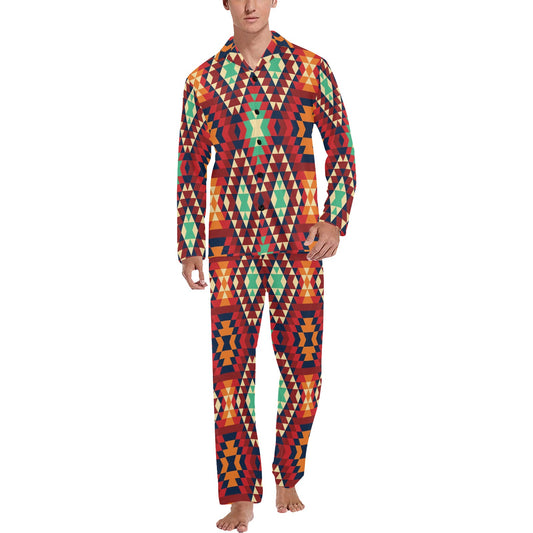 Native Pattern Print Design A07 Men's Long Pajama Set