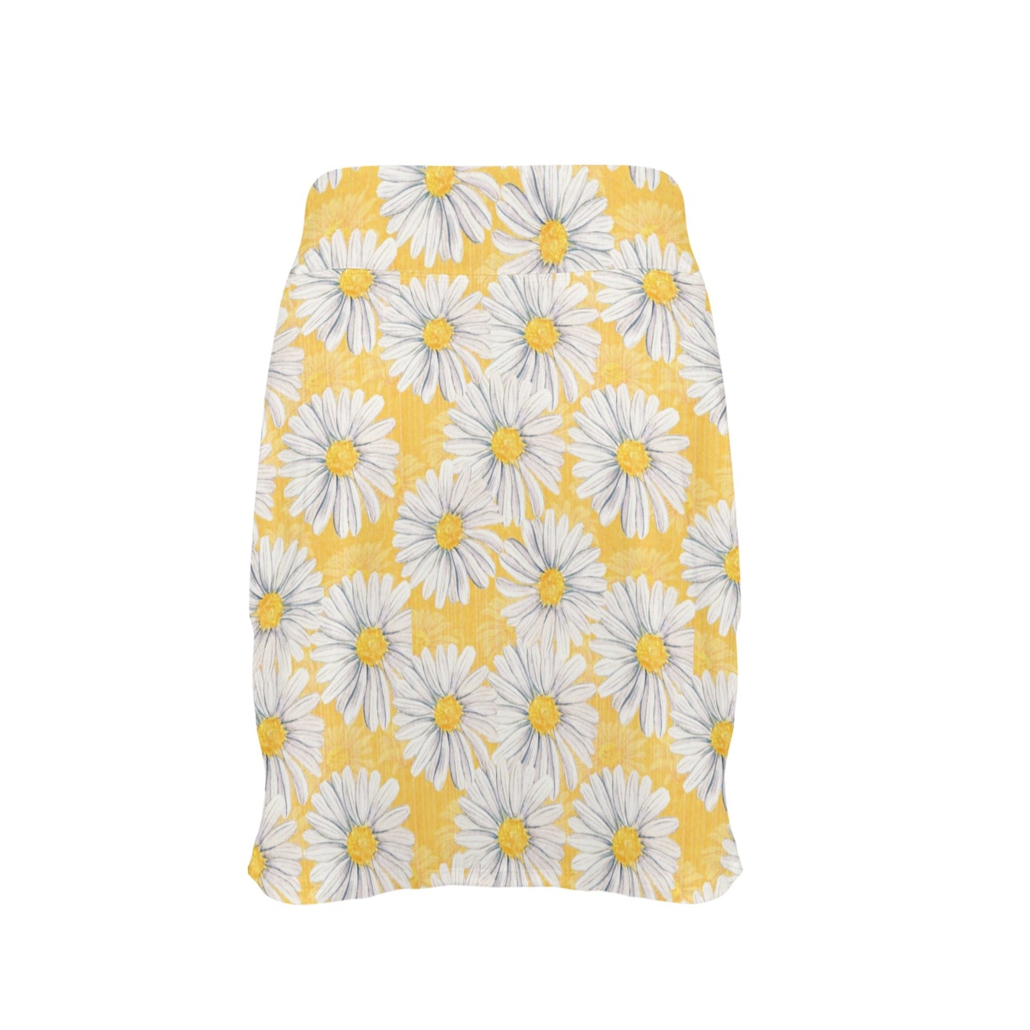 Daisy Yellow Watercolor Print Pattern 17" Golf & Pickleball Skort with Pockets