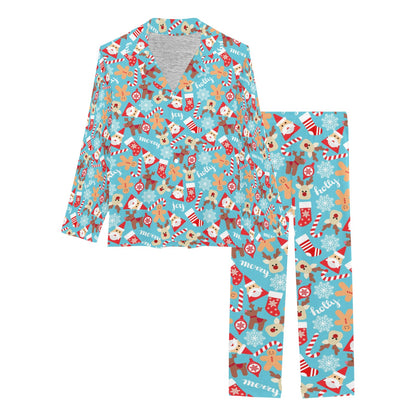 Santa Christmas Themed Print Design LKS306 Women's Long Pajama Set