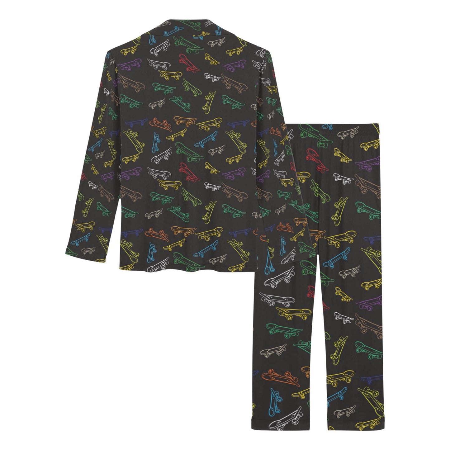 Skateboard Print Design LKS301 Women's Long Pajama Set