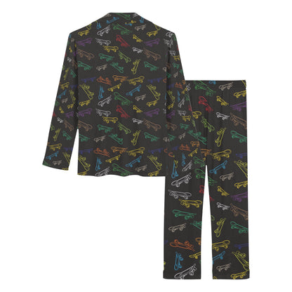 Skateboard Print Design LKS301 Women's Long Pajama Set