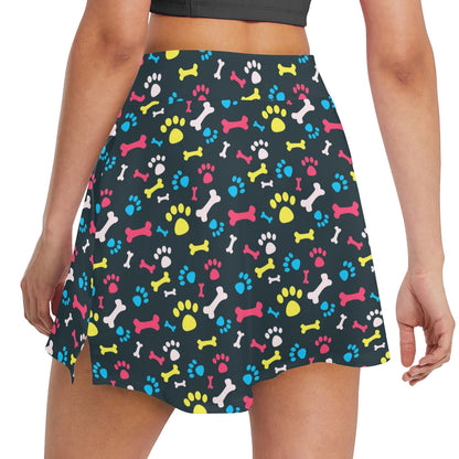 Paw Design Print 17" Golf & Pickleball Skort with Pockets