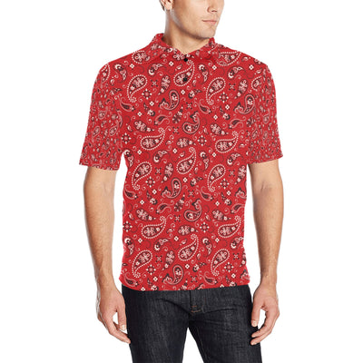 Bandana Paisley Red Print Design LKS3011 Men Polo Shirt