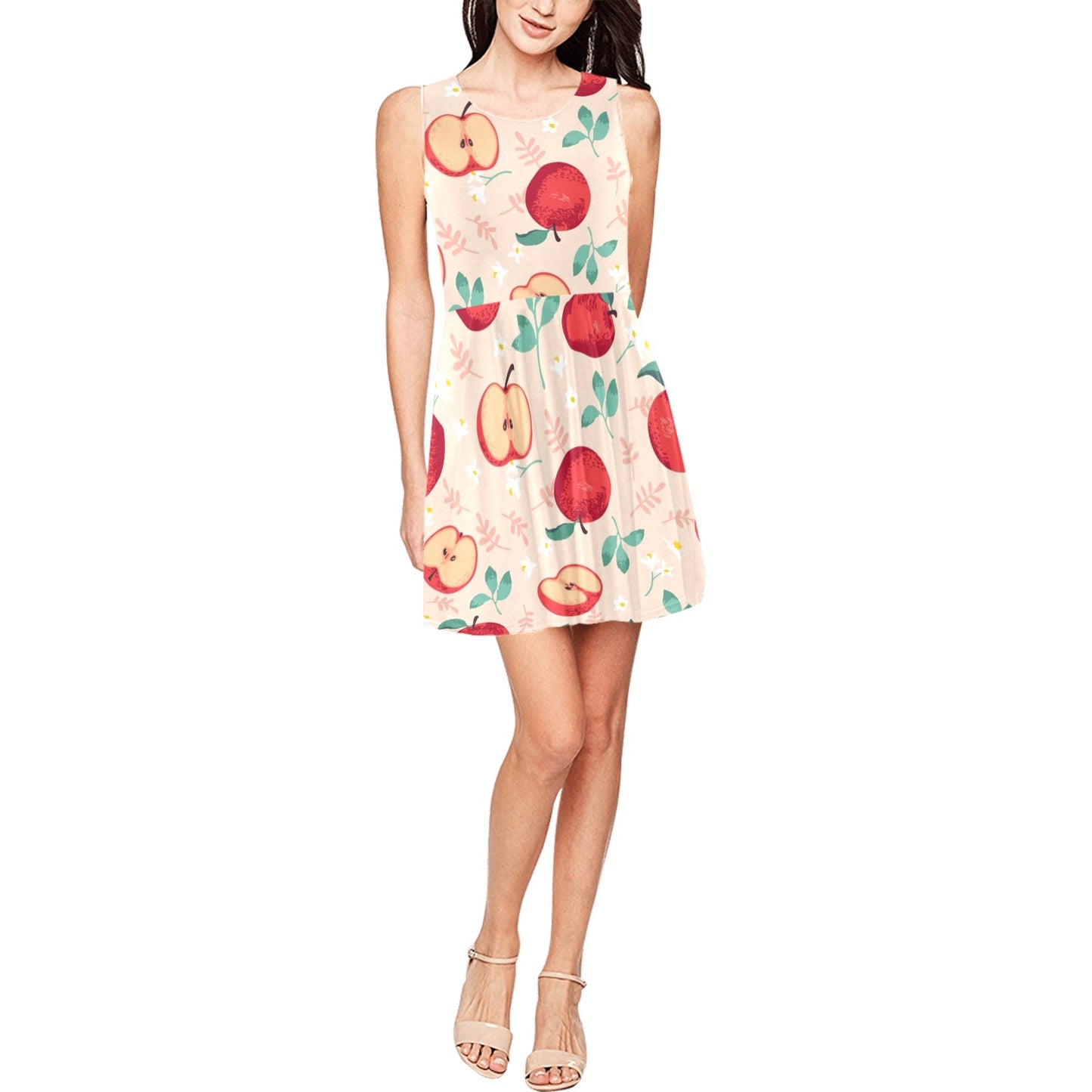 Apple Pattern Print Design AP06 Sleeveless Dress