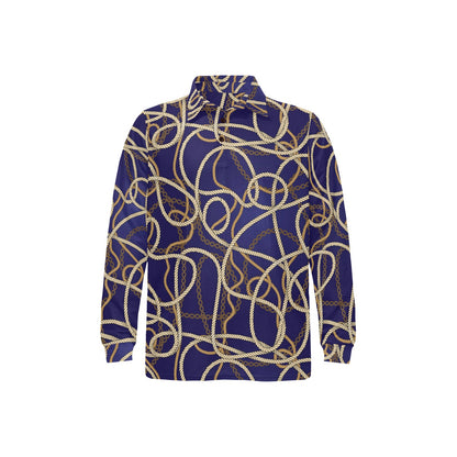 Rope Pattern Print Design A01 Long Sleeve Polo Shirt For Men's