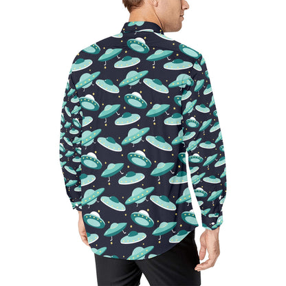 UFO Print Design LKS304 Men's Long Sleeve Dress Shirt