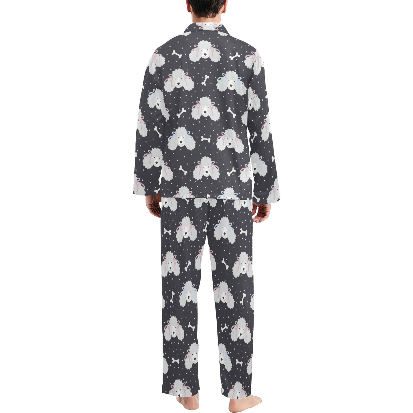 Poodle Pattern Print Design A03 Men's Long Pajama Set