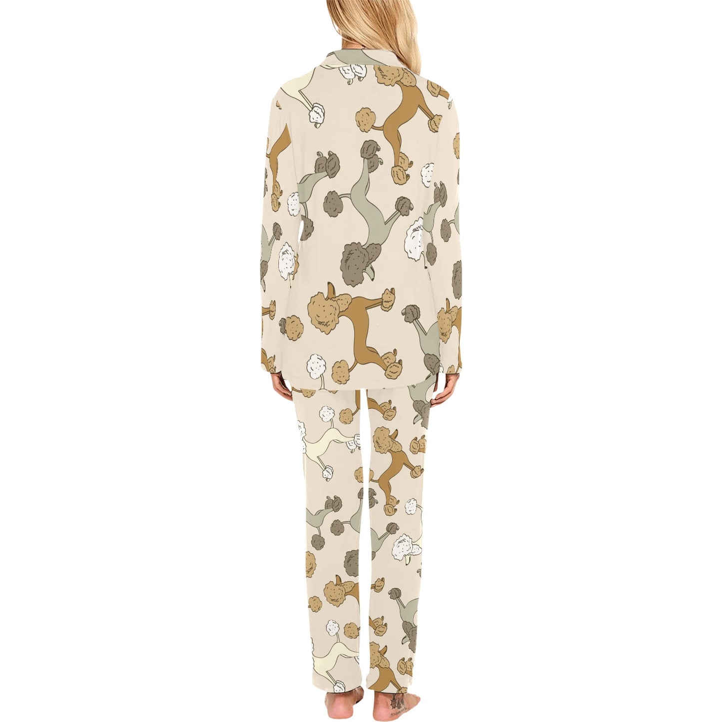 Poodle Pattern Print Design A01 Women's Long Pajama Set