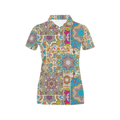 Patchwork Print Design LKS402 Women's Polo Shirt