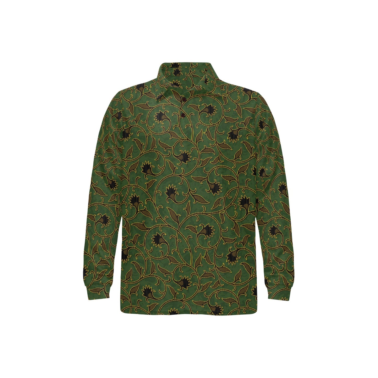 Brocade Pattern Print Design 02 Long Sleeve Polo Shirt For Men's