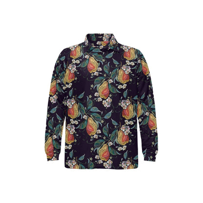 Pear Pattern Print Design PE02 Long Sleeve Polo Shirt For Men's