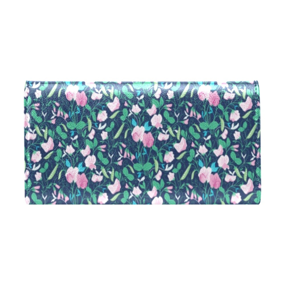 Sweet Pea Print Design LKS303 Women's Trifold Wallet
