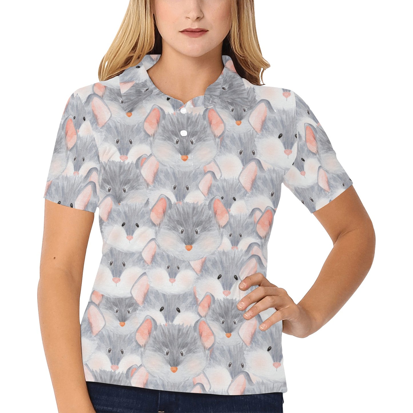 Rat Baby Pattern Print Design 02 Women's Polo Shirt