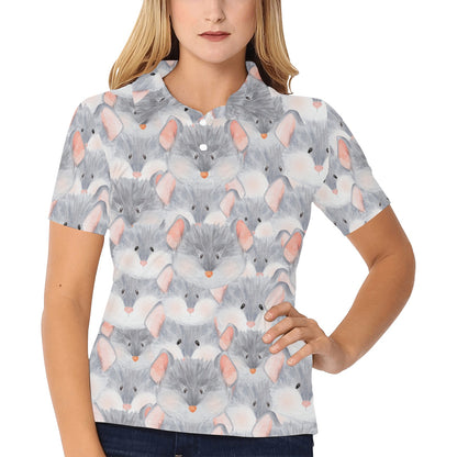 Rat Baby Pattern Print Design 02 Women's Polo Shirt