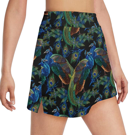 Peacock Themed Design Print 17" Golf & Pickleball Skort with Pockets