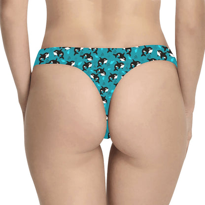 Whale Sea Design Themed Print Women's Thongs