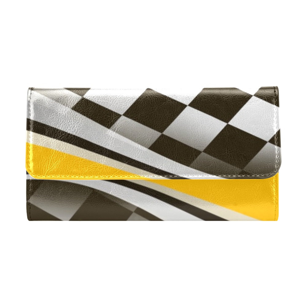 Checkered Flag Racing Style Women's Trifold Wallet