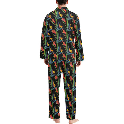 Heliconia Pattern Print Design HL04 Men's Long Pajama Set